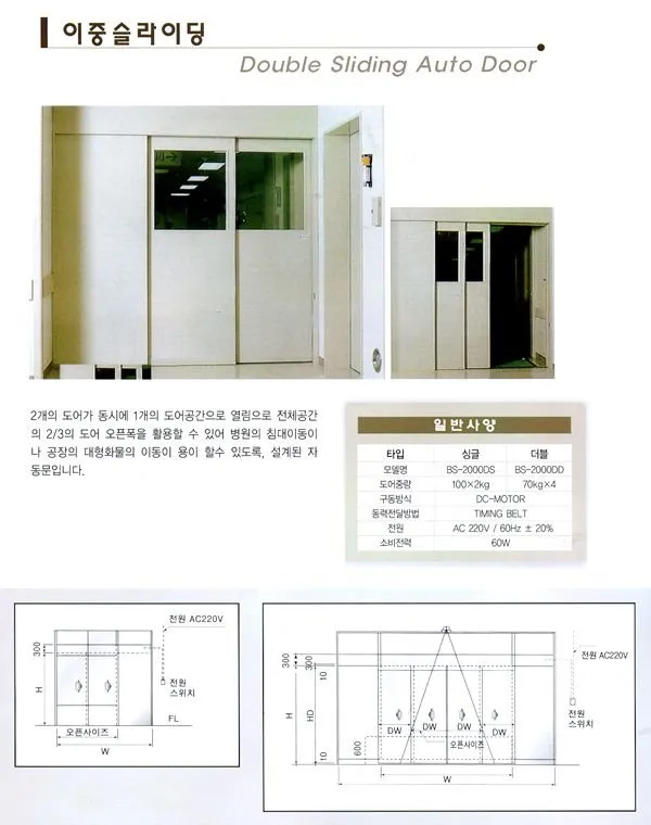 이중슬라이딩 자동문 도면·사진